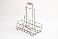 BOTTLE RACK: An original six bottle wire rack as suited for oil bottles - 7