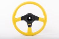 MOMO: A Momo&nbsp;Corse yellow leather racing steering wheel [P/N KBA&nbsp;70116]