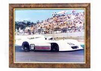ALAN HAMILTON: Four framed colour photographs of Alan Hamilton driving both Can-Am Porsche & Porsche 907, includes one larger sized photo & three smaller sized photos - 6