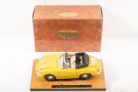 PORSCHE 356B: A Bburago 1:18 scale 1961 Porsche 356 B Cabriolet in yellow paintwork, presented fixed on block with nameplate, in original box