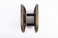 DOOR HANDLE: A solid brass double-sided Porsche emblem door handle from entrance glass door at former Hamilton Porsche dealership at Bryant & May building in Cremorne, 26cm high, 21cm wide - 2