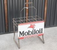 MOBIL: An original Mobiloil eight bottle rack with enamel sign to front&nbsp; - 2