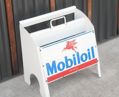 MOBIL: An original Mobiloil ten bottle rack with enamel sign to front 'Mobil Oil Australia. Limited'