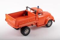 TONKA TOYS: A c1950s-1960s restored Tonka Toys Highway Department Hydraulic Dump truck in orange, 34cm long - 4