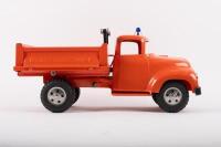 TONKA TOYS: A c1950s-1960s restored Tonka Toys Highway Department Hydraulic Dump truck in orange, 34cm long - 5