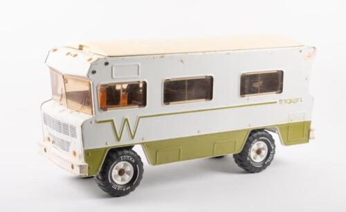 TONKA: A rare large c1970s Tonka Toys Winnebago RV/Camper in two tone green on white, 57cm long