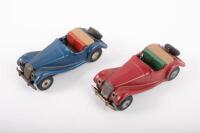 SCALEX: Two c1960s Scalex&nbsp;MG TF clockwork tin models, each approximately 12.5cm in length, Made in England
