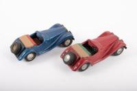 SCALEX: Two c1960s Scalex&nbsp;MG TF clockwork tin models, each approximately 12.5cm in length, Made in England - 2