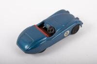 JAGUAR XK120: A Minimodels Scalex Jaguar XK120 clockwork tin model in blue with red interior - 2
