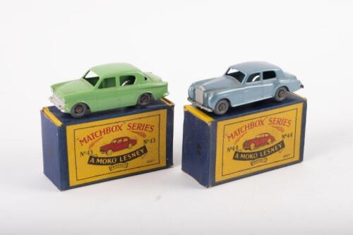 MATCHBOX MOKO LESNEY: A pair of Matchbox Moko lesney models, number 43 Hillman Minx, number 44 Rolls Royce silver cloud