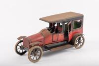 TOWNCAR: A rare c1920s clockwork tin plate town car by Whitanco Whitley Tansy & Co England, 35cm in length