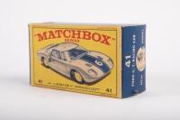 MATCHBOX: An early Matchbox Series No.41 Ford GT Racing Car in white with red interior, within original box - 2