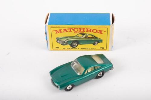 MATCHBOX: A early Matchbox series No.75 Ferrari Berlinetta in green with white interior, within original box