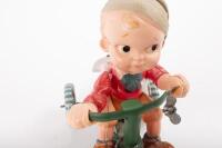 TRICYCLE: A interesting Japanese tin toy wind up&nbsp;tricycle with soft plastic boy figure&nbsp; - 2