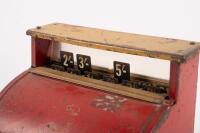 BOOMAROO: A c1950s Australian Boomaroo Toys cash register in red and yellow, 19cm high - 3