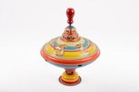 SPINNING TOP: A c1950s tin toy spinning top by MFZ toys US Zone Germany