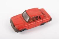 MERCEDES: A small Japanese tin toy Mercedes-Benz sedan in red, marked 'TT' Japan to base, 15cm in length.