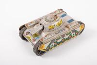 TANK: A c1970s-1980s tin toy panzer tanker 'MF-886' made in China, 15cm long.&nbsp;
