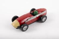 SCALEXTRIC 1957: A very scarce c1957 Scalextric by Minimodels, tin plate Maserati 250F in red with beige nose cone, #8