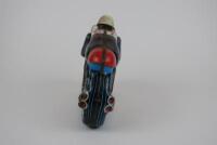 RACING: An original Japanese tin friction toy motorcyle with rider by ATC Champion 27 cms long - 3