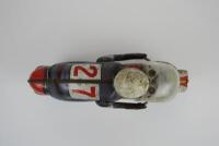 RACING: An original Japanese tin friction toy motorcyle with rider by ATC Champion 27 cms long - 4