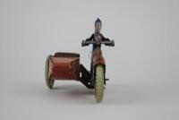 CIVILIAN: SFA Motorcycle & Sidecar made in France 1c970s, lovely tin printing - 2
