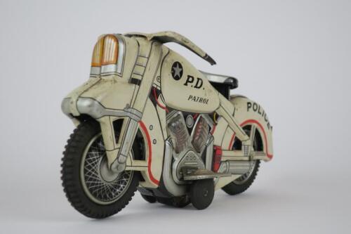 POLICE: Police Harley Davidson Patrol Bike, friction drive with moving pistons, made in Japan early 1960s