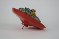 NOVELTY: Spinning Motorcycle Top made by LBZ West Germany 1950s, incomplete missing base. - 2