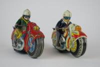 POLICE: Touring bike by Asahi Japan plus Police bike also by Asahi, both friction, 20 cms each & c1960.