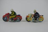 POLICE: Touring bike by Asahi Japan plus Police bike also by Asahi, both friction, 20 cms each & c1960. - 2