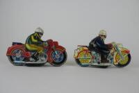 POLICE: Touring bike by Asahi Japan plus Police bike also by Asahi, both friction, 20 cms each & c1960. - 6