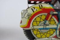 POLICE: Touring bike by Asahi Japan plus Police bike also by Asahi, both friction, 20 cms each & c1960. - 8