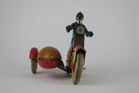 TOURING: Motorcycle & sidecar by A.M. Metta USSR, clockwork, 21 cms, c1970s. - 2
