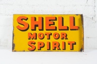 SHELL: An original c1930s Shell 'Motor Spirit' double sided enamel flange sign, 30cm high, 56cm wide