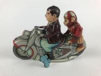NOVELTY: Motor Cycle with Monkey Pillion Passenger by Kanto Japan 1950s plus lady pillion passenger. - 2
