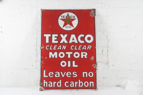 TEXACO: An original c1930s Texaco 'Clean Clear Motor Oil' enamel sign by Malley's Sydney, 90cm high, 60cm wide