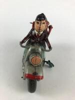 NOVELTY: Motor Cycle with Monkey Pillion Passenger by Kanto Japan 1950s plus lady pillion passenger. - 5