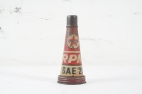 CALTEX: An original Caltex 'RPM' SAE 20 Motor Oil tin top pourer, with original tin dust cap
