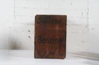 VACUUM OIL: An early Vacuum Oil Company 'Plume Benzine' hardwood crate, 37cm high, 53cm wide - 7