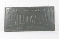 VALVOLINE: A 1964 dated embossed tin Valvoline Motor Oil 'World's First - World's Finest Motor Oil' advertising sign, 45cm high, 91cm wide&nbsp; - 4