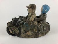 NOVELTY: Motor Cycle with Monkey Pillion Passenger by Kanto Japan 1950s plus lady pillion passenger. - 8