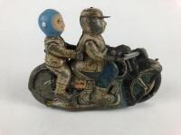 NOVELTY: Motor Cycle with Monkey Pillion Passenger by Kanto Japan 1950s plus lady pillion passenger. - 10