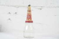SHELL: An original one imperial pint glass oil bottle with original Shell X-100 '20/20 Motor Oil' tin top&nbsp;