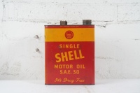 SHELL: A one imperial gallon Shell 'Single' S.A.E. 30 motor oil tin&nbsp;