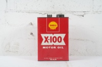 SHELL: A nice Shell X-100 '30/40' grade one gallon motor oil tin