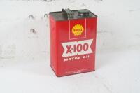 SHELL: A nice Shell X-100 '30/40' grade one gallon motor oil tin - 5