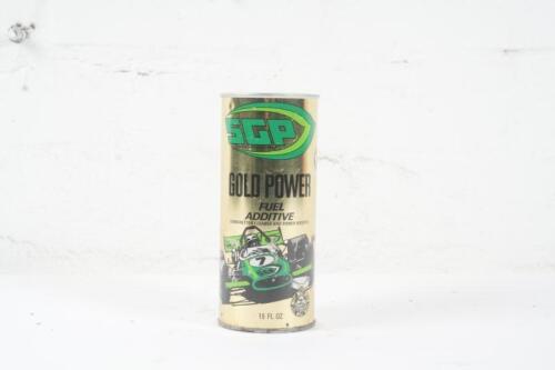 SGP: A sealed 15 fluid ounce can of SGP Super Gold Power 'Fuel Additive' features open wheel racer pictorial