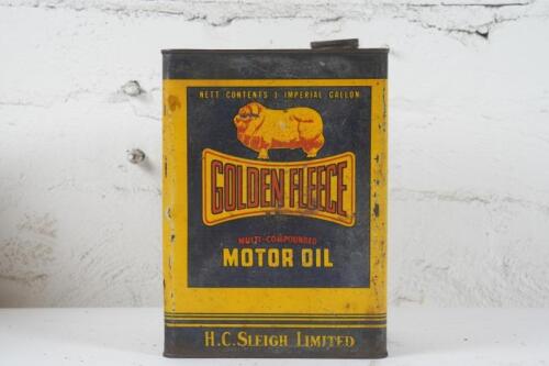 GOLDEN FLEECE: A Golden Fleece H.C.Sleigh Limited 'Multi-compounded Motor Oil' one imperial gallon tin