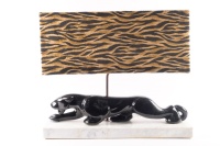 A genuine 'Frankart - Sarsaparilla' ART DECO Panther/Jaguar, mounted on a pure Carrera Marble Base, adorned with an 'Animal Print' Shade,&nbsp;48cm high, 56cm high&nbsp;&nbsp;