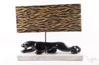 A genuine 'Frankart - Sarsaparilla' ART DECO Panther/Jaguar, mounted on a pure Carrera Marble Base, adorned with an 'Animal Print' Shade,&nbsp;48cm high, 56cm high&nbsp;&nbsp; - 5